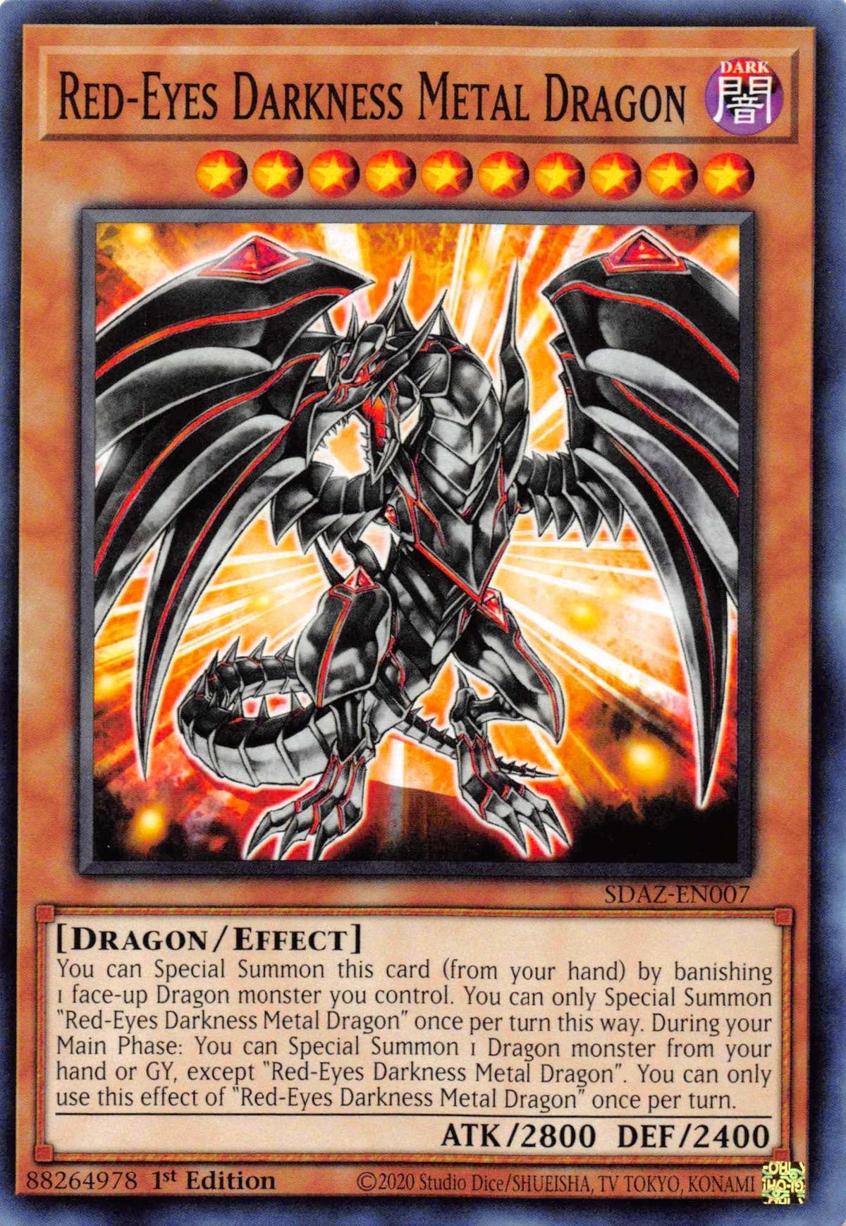 1st Edition, Common, Dark, Dragon, Effect Monster, Structure Deck: Albaz Strike Red-Eyes Darkness Metal Dragon [SDAZ-EN007] Common - Trading Card World