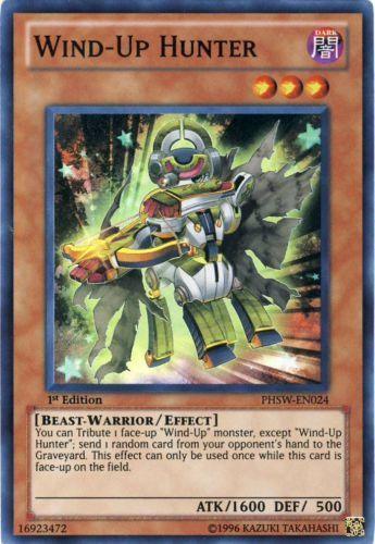 1st Edition, Beast-Warrior, Dark, Effect Monster, Photon Shockwave, Super Rare, Unlimited Wind-Up Hunter [PHSW-EN024] Super Rare - Trading Card World