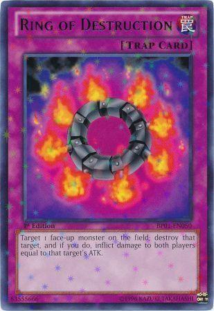 1st Edition, Battle Pack: Epic Dawn, Normal Trap, Starfoil Rare, Trap, Unlimited Ring of Destruction [BP01-EN050] Starfoil Rare - Trading Card World