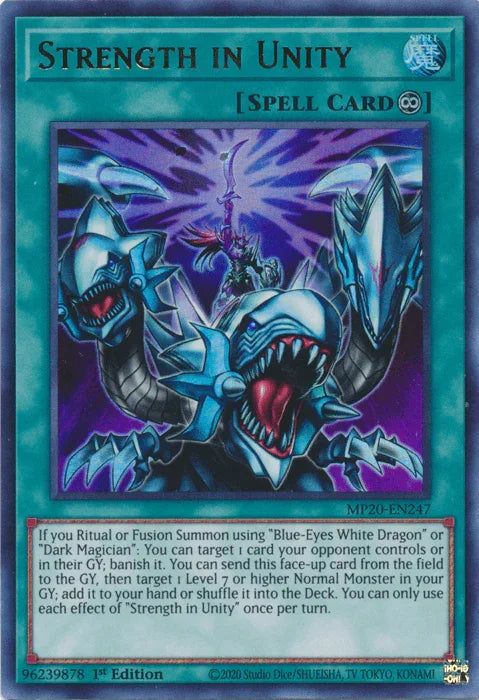 1st Edition, 2020 Tin of Lost Memories, Continuous Spell, Spell, Ultra Rare Strength in Unity [MP20-EN247] Ultra Rare - Trading Card World