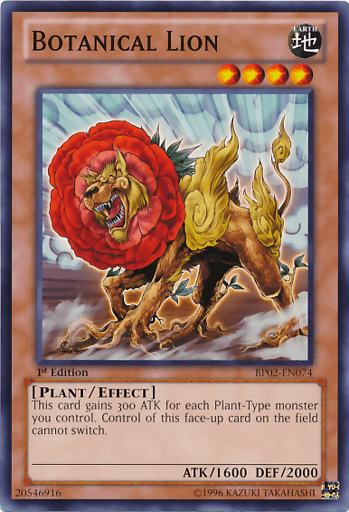 1st Edition, Battle Pack 2: War of the Giants, Common, Earth, Effect Monster, Plant, Unlimited Botanical Lion [BP02-EN074] Common - Trading Card World