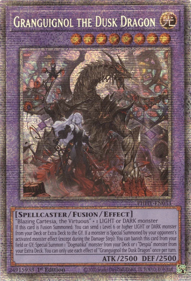 1st Edition, Fusion/Effect Monster, Light, Photon Hypernova, Spellcaster, Starlight Rare Granguignol the Dusk Dragon [PHHY-EN033] Starlight Rare - Trading Card World