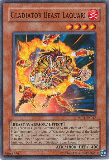 Beast-Warrior, Common, Effect Monster, Fire, Turbo Pack Booster One Pack, Unlimited Gladiator Beast Laquari [TU01-EN017] Common - Trading Card World