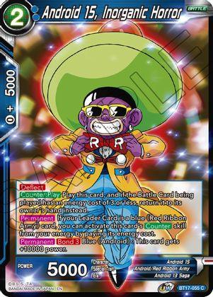 Android 13 Saga, Android 15, Android Red Ribbon Army, Battle, Blue, BT17-055, Common, Normal, Parallel Foil, Ultimate Squad Android 15, Inorganic Horror (BT17-055) [Ultimate Squad] - Trading Card World