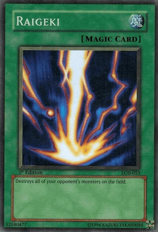 1st Edition, Normal Spell, Spell, Super Rare, The Legend of Blue Eyes White Dragon, Unlimited Raigeki [LOB-053] Super Rare - Trading Card World
