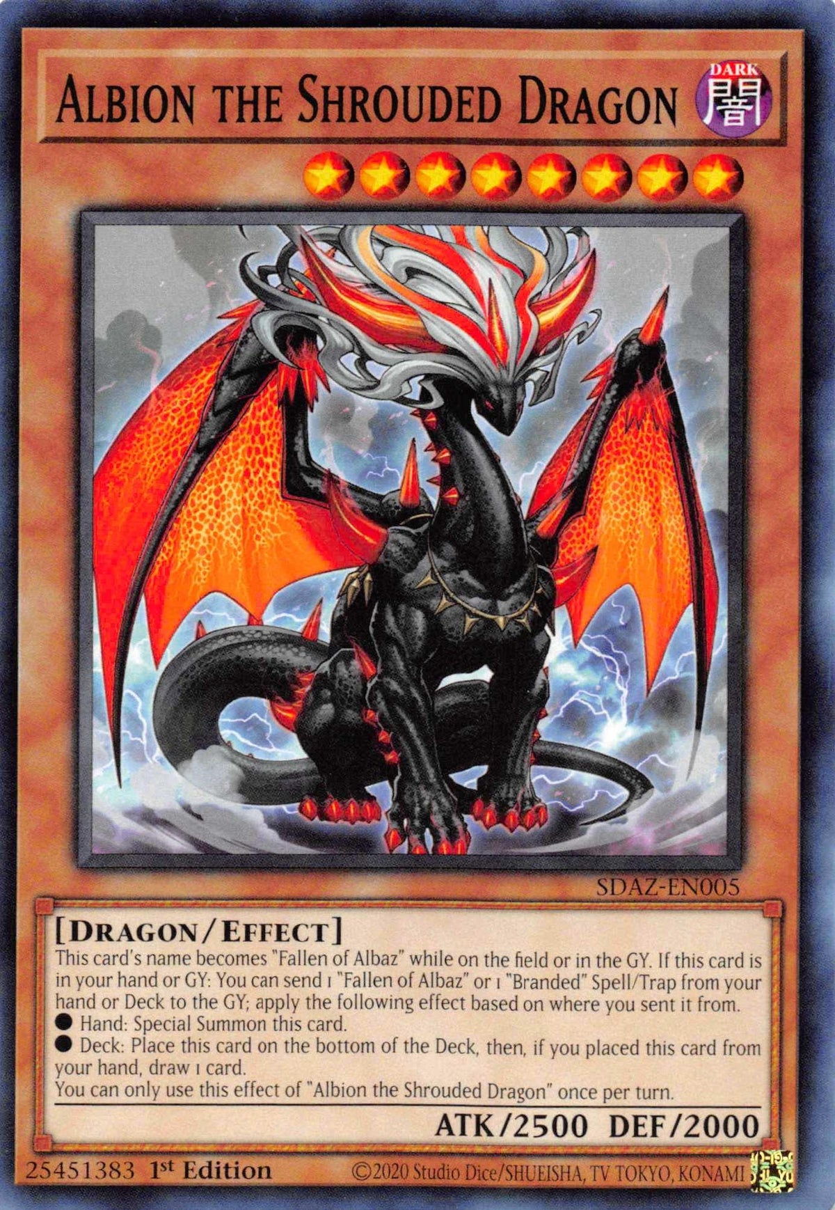 1st Edition, Common, Dark, Dragon, Effect Monster, Structure Deck: Albaz Strike Albion the Shrouded Dragon [SDAZ-EN005] Common - Trading Card World