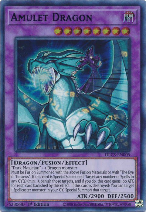 1st Edition, Dark, Dragon, Dragons of Legend: The Complete Series, Fusion/Effect Monster, Ultra Rare Amulet Dragon (Blue) [DLCS-EN005] Ultra Rare - Trading Card World