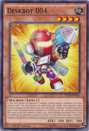 1st Edition, Common, Crossed Souls, Earth, Effect Monster, Machine, Unlimited Deskbot 004 [CROS-EN035] Common - Trading Card World