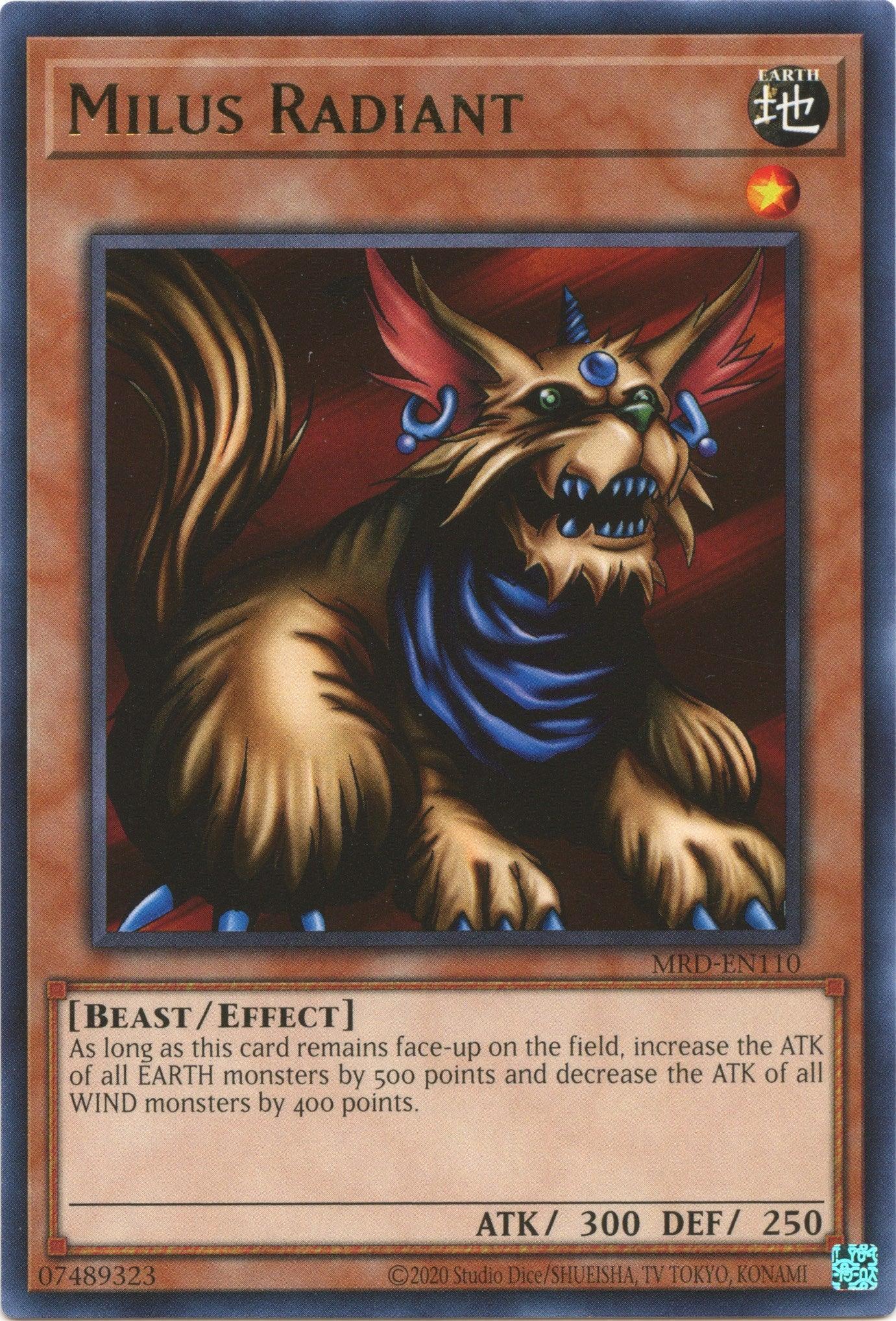 Beast, Earth, Effect Monster, Metal Raiders (25th Anniversary Edition), Rare, Unlimited Milus Radiant (25th Anniversary) [MRD-EN110] Rare - Trading Card World