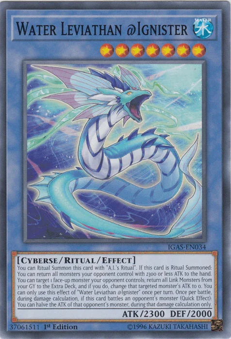 1st Edition, Common, Cyberse, Ignition Assault, Ritual/Effect Monster, Unlimited, Water Water Leviathan @Ignister [IGAS-EN034] Common - Trading Card World