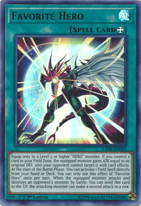 1st Edition, Equip Spell, Legendary Duelists: Magical Hero, Spell, Ultra Rare, Unlimited Favorite Hero [LED6-EN015] Ultra Rare - Trading Card World