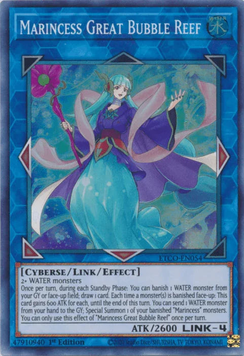 1st Edition, Cyberse, Eternity Code, Link/Effect Monster, Super Rare, Water Marincess Great Bubble Reef [ETCO-EN054] Super Rare - Trading Card World