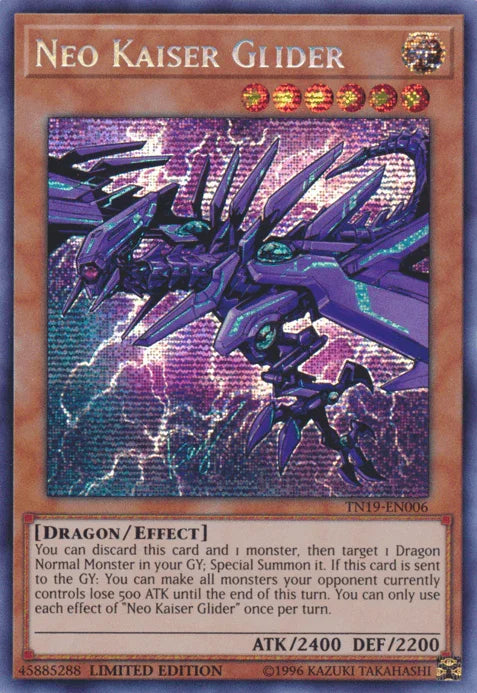 2019 Gold Sarcophagus Tin, Dragon, Effect Monster, Light, Limited, Prismatic Secret Rare Neo Kaiser Glider [TN19-EN006] Prismatic Secret Rare - Trading Card World