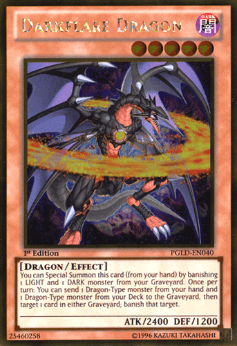 1st Edition, Dark, Dragon, Effect Monster, Gold Rare, Premium Gold, Unlimited Darkflare Dragon [PGLD-EN040] Gold Rare - Trading Card World