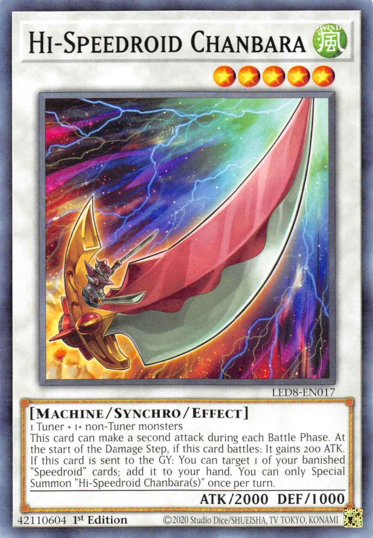 1st Edition, Common, Legendary Duelists: Synchro Storm, Machine, Synchro/Effect Monster, Wind Hi-Speedroid Chanbara [LED8-EN017] Common - Trading Card World