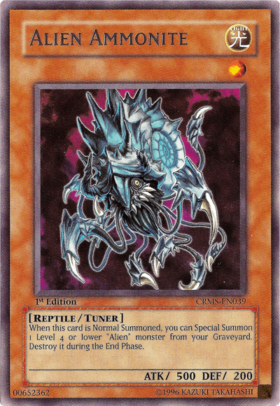 1st Edition, Crimson Crisis, Light, Rare, Reptile, Tuner Monster, Unlimited Alien Ammonite [CRMS-EN039] Rare - Trading Card World