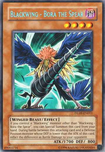 Dark, Duelist League Promo, Effect Monster, Rare, Unlimited, Winged Beast Blackwing - Bora the Spear (Blue) [DL09-EN011] Rare - Trading Card World