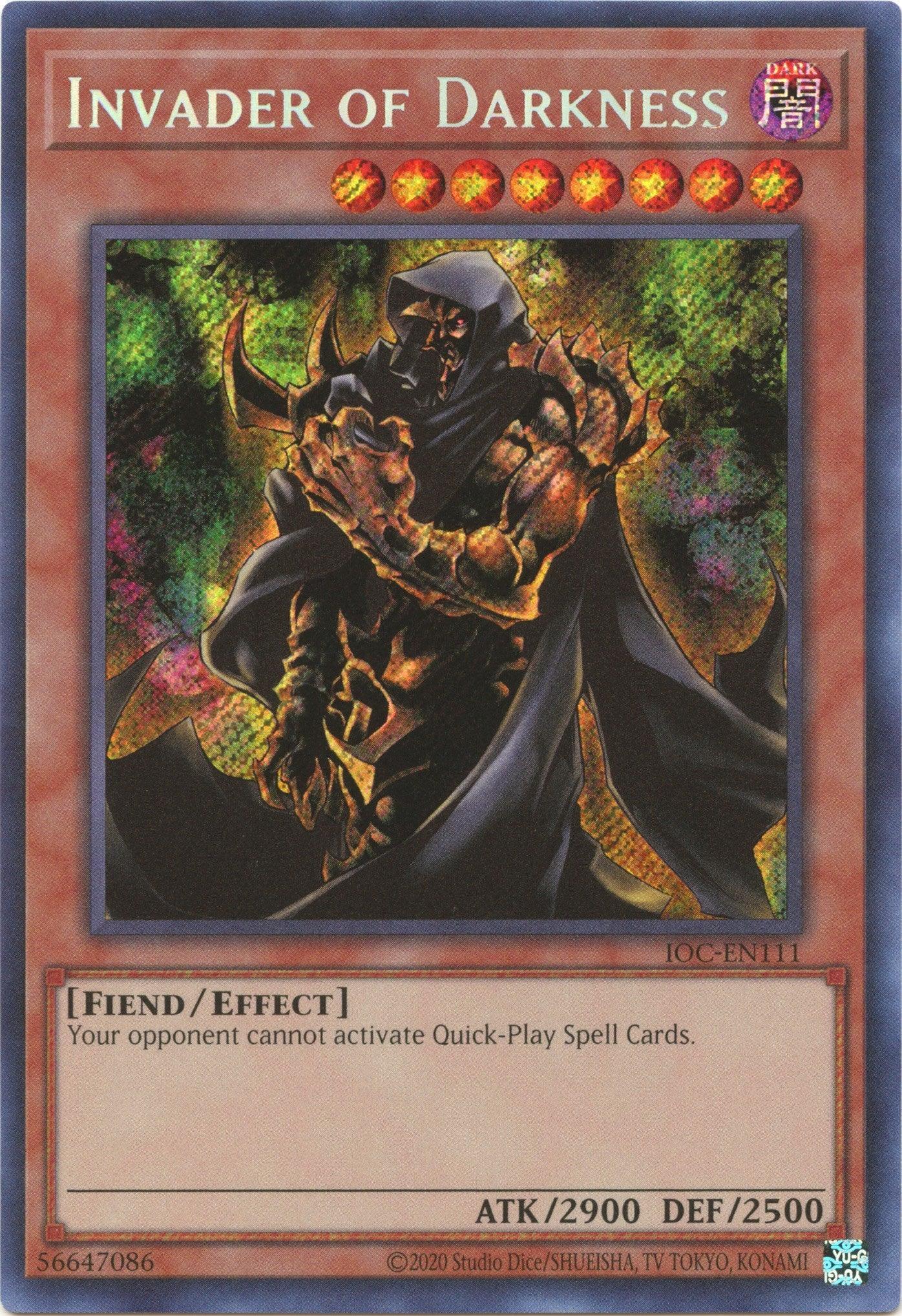 Dark, Effect Monster, Fiend, Invasion of Chaos (25th Anniversary Edition), Secret Rare, Unlimited Invader of Darkness (25th Anniversary) [IOC-EN111] Secret Rare - Trading Card World