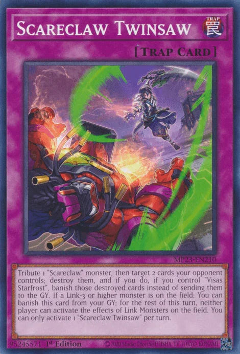 1st Edition, Common, Dueling Heroes Collectors Tin - Mega Pack (25th Anniversary Edition), Normal Trap, Trap Scareclaw Twinsaw [MP23-EN210] Common - Trading Card World