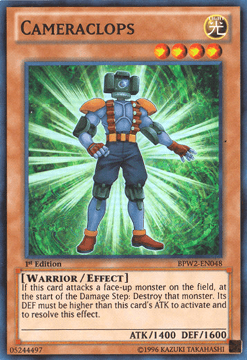 1st Edition, Battle Pack 2: War of the Giants - Round 2, Effect Monster, Light, Super Rare, Warrior Cameraclops [BPW2-EN048] Super Rare - Trading Card World