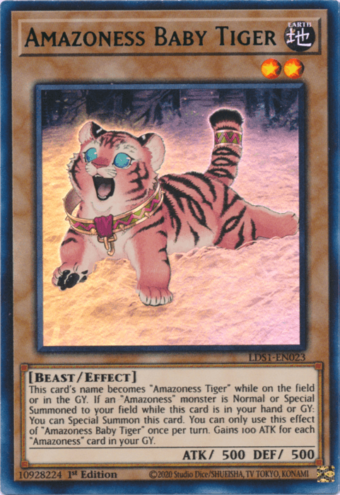 1st Edition, Beast, Earth, Effect Monster, Legendary Duelists: Season 1, Ultra Rare Amazoness Baby Tiger (Green) [LDS1-EN023] Ultra Rare - Trading Card World