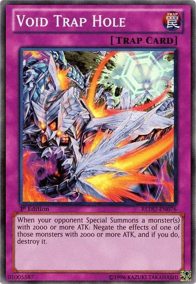 1st Edition, Normal Trap, Return of the Duelist, Super Rare, Trap, Unlimited Void Trap Hole [REDU-EN076] Super Rare - Trading Card World