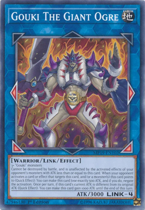 1st Edition, 2019 Gold Sarcophagus Tin Mega Pack, Common, Earth, Link/Effect Monster, Unlimited, Warrior Gouki The Giant Ogre [MP19-EN102] Common - Trading Card World