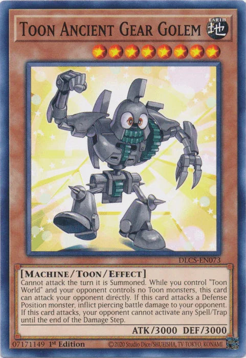 1st Edition, Common, Dragons of Legend: The Complete Series, Earth, Machine, Toon/Effect Monster Toon Ancient Gear Golem [DLCS-EN073] Common - Trading Card World