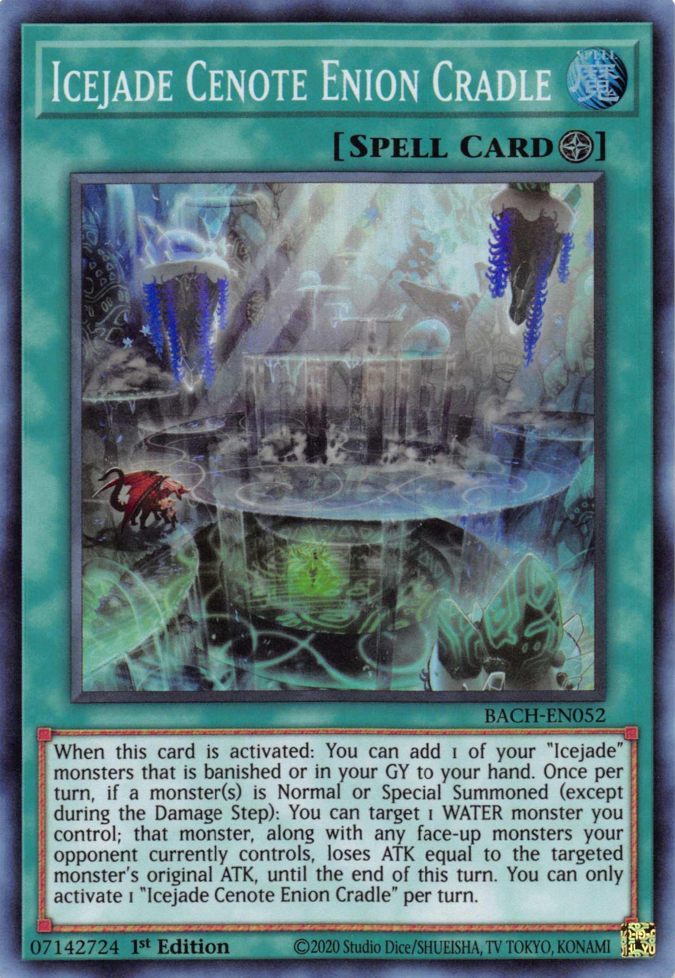 1st Edition, Battle of Chaos, Field Spell, Spell, Super Rare Icejade Cenote Enion Cradle [BACH-EN052] Super Rare - Trading Card World