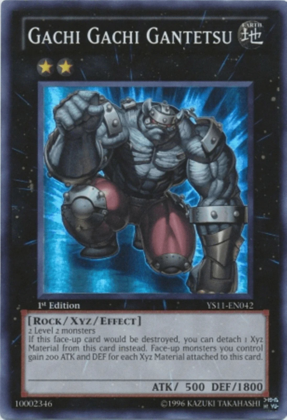 1st Edition, Earth, Rock, Starter Deck: Dawn of the Xyz, Super Rare, Xyz/Effect Monster Gachi Gachi Gantetsu [YS11-EN042] Super Rare - Trading Card World