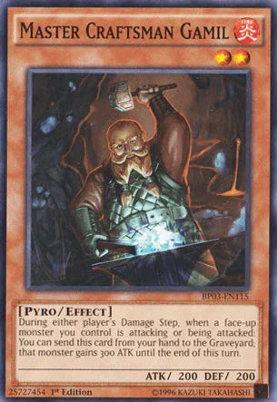 1st Edition, Battle Pack 3: Monster League, Common, Effect Monster, Fire, Pyro Master Craftsman Gamil [BP03-EN115] Common - Trading Card World