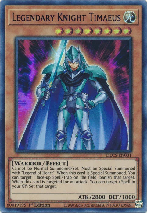 1st Edition, Dragons of Legend: The Complete Series, Effect Monster, Light, Ultra Rare, Warrior Legendary Knight Timaeus (Blue) [DLCS-EN001] Ultra Rare - Trading Card World