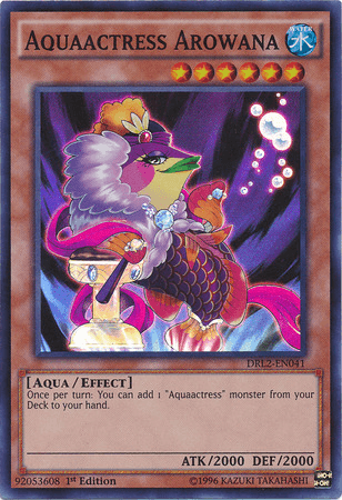 1st Edition, Aqua, Dragons of Legend 2, Effect Monster, Super Rare, Water Aquaactress Arowana [DRL2-EN041] Super Rare - Trading Card World