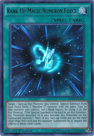 1st Edition, 2014 Mega-Tins Mega Pack, Normal Spell, Spell, Ultra Rare, Unlimited Rank-Up-Magic Numeron Force [MP14-EN101] Ultra Rare - Trading Card World
