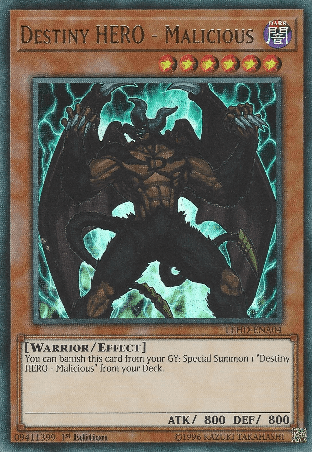 1st Edition, Dark, Effect Monster, Legendary Hero Decks, Ultra Rare, Warrior Destiny Hero - Malicious [LEHD-ENA04] Ultra Rare - Trading Card World