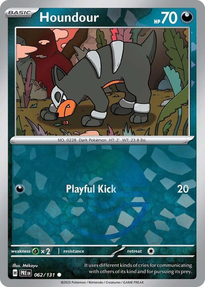 062, Common, Darkness, Grass [x2], Holofoil, Scarlet & Violet: Prismatic Evolutions Houndour (062/131) (Poke Ball Pattern) [Scarlet & Violet: Prismatic Evolutions] - Trading Card World