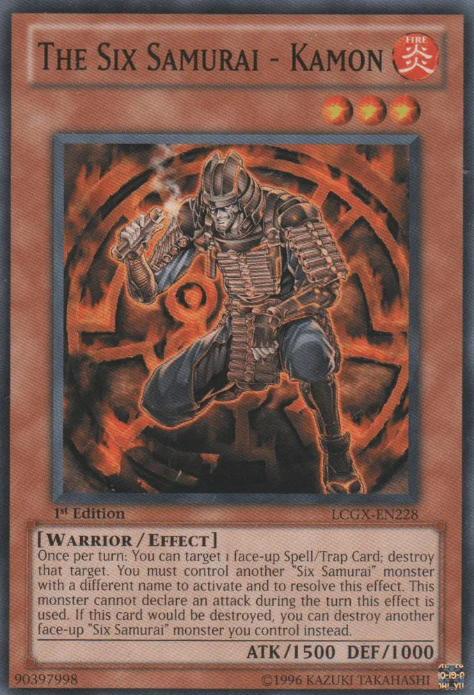 1st Edition, Common, Effect Monster, Fire, Legendary Collection 2, Unlimited, Warrior The Six Samurai - Kamon [LCGX-EN228] Common - Trading Card World
