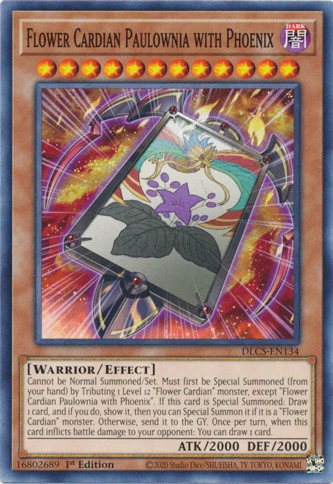 1st Edition, Common, Dark, Dragons of Legend: The Complete Series, Effect Monster, Warrior Flower Cardian Paulownia with Phoenix [DLCS-EN134] Common - Trading Card World