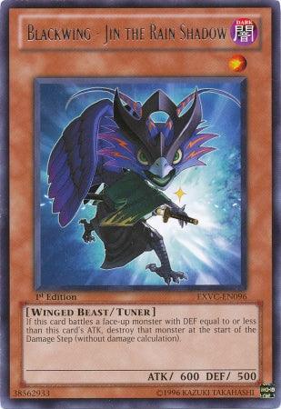 1st Edition, Dark, Extreme Victory, Rare, Tuner Monster, Unlimited, Winged Beast Blackwing - Jin the Rain Shadow [EXVC-EN096] Rare - Trading Card World