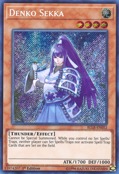 1st Edition, Battles of Legend: Light's Revenge, Effect Monster, Light, Secret Rare, Thunder Denko Sekka [BLLR-EN052] Secret Rare - Trading Card World