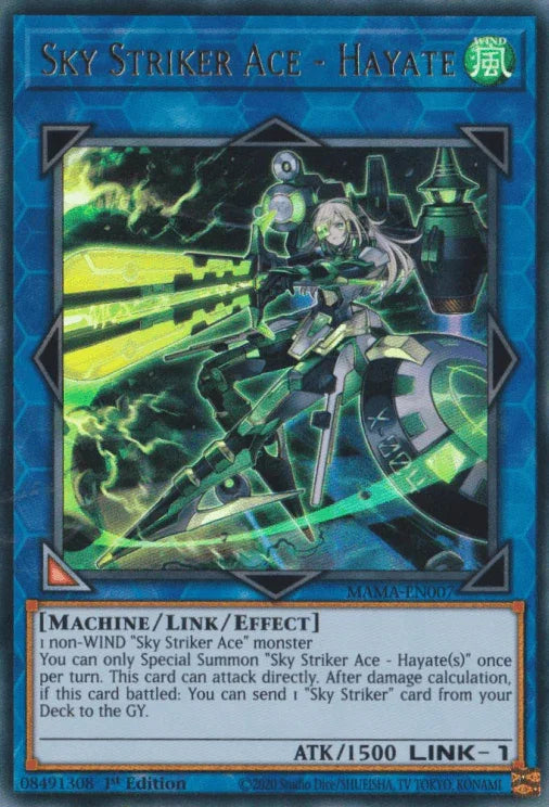 1st Edition, Link/Effect Monster, Machine, Magnificent Mavens, Ultra Rare, Wind Sky Striker Ace - Hayate [MAMA-EN007] Ultra Rare - Trading Card World