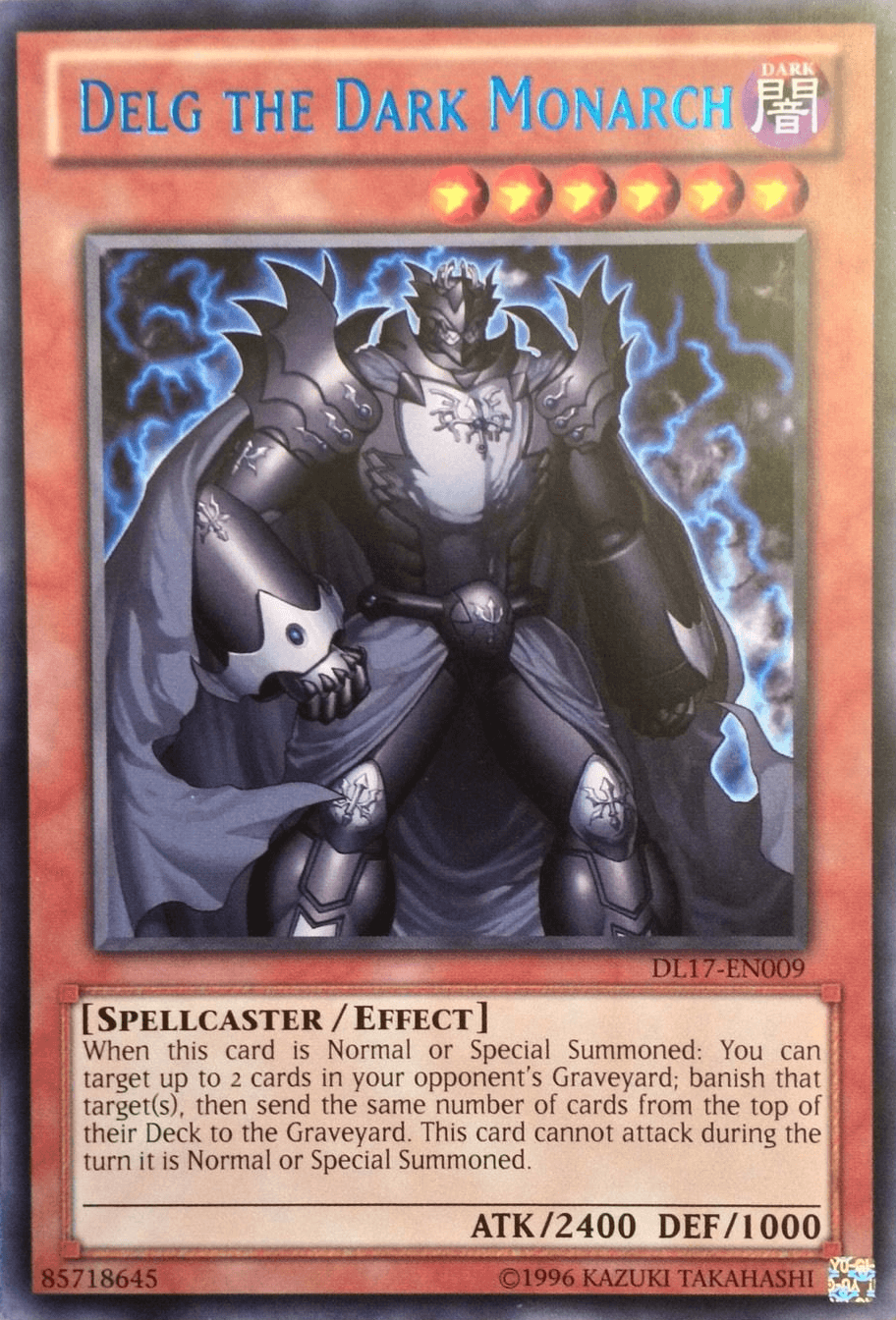 Dark, Duelist League Promo, Effect Monster, Rare, Spellcaster, Unlimited Delg the Dark Monarch (Blue) [DL17-EN009] Rare - Trading Card World