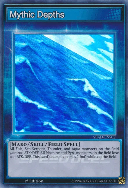 1st Edition, Mako, Skill/Field Spell, Speed Duel: Attack from the Deep, Super Rare Mythic Depths [SBAD-ENS02] Super Rare - Trading Card World