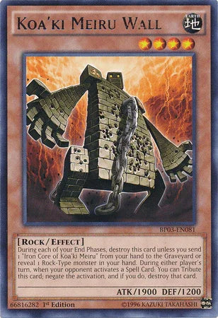 1st Edition, Battle Pack 3: Monster League, Earth, Effect Monster, Rare, Rock Koa'ki Meiru Wall [BP03-EN081] Rare - Trading Card World