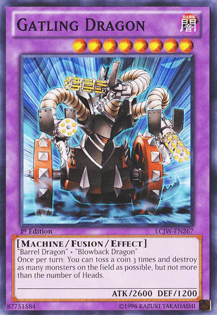 1st Edition, Common, Dark, Fusion/Effect Monster, Legendary Collection 4: Joey's World, Machine Gatling Dragon [LCJW-EN267] Common - Trading Card World