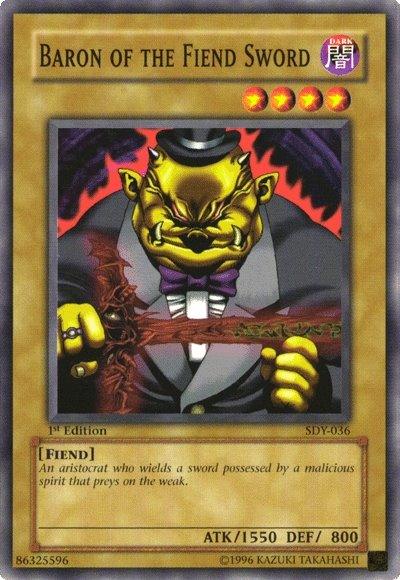 1st Edition, Common, Dark, Fiend, Normal Monster, Starter Deck: Yugi, Unlimited Baron of the Fiend Sword [SDY-036] Common - Trading Card World