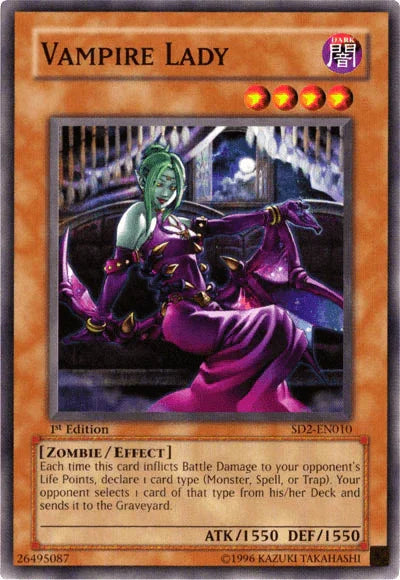 1st Edition, Common, Dark, Effect Monster, Structure Deck: Zombie Madness, Unlimited, Zombie Vampire Lady [SD2-EN010] Common - Trading Card World