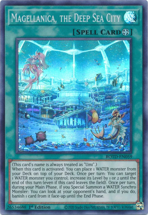1st Edition, Field Spell, Rise of the Duelist, Spell, Super Rare Magellanica, the Deep Sea City [ROTD-EN059] Super Rare - Trading Card World