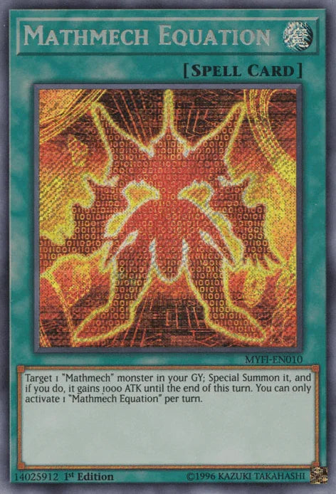 1st Edition, Mystic Fighters, Normal Spell, Secret Rare, Spell Mathmech Equation [MYFI-EN010] Secret Rare - Trading Card World