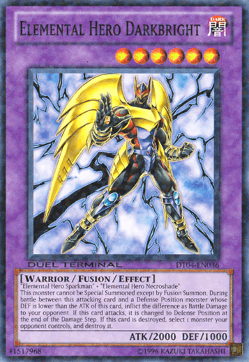 Common, Dark, Duel Terminal 4, Fusion/Effect Monster, Limited, Warrior Elemental Hero Darkbright [DT04-EN036] Common - Trading Card World